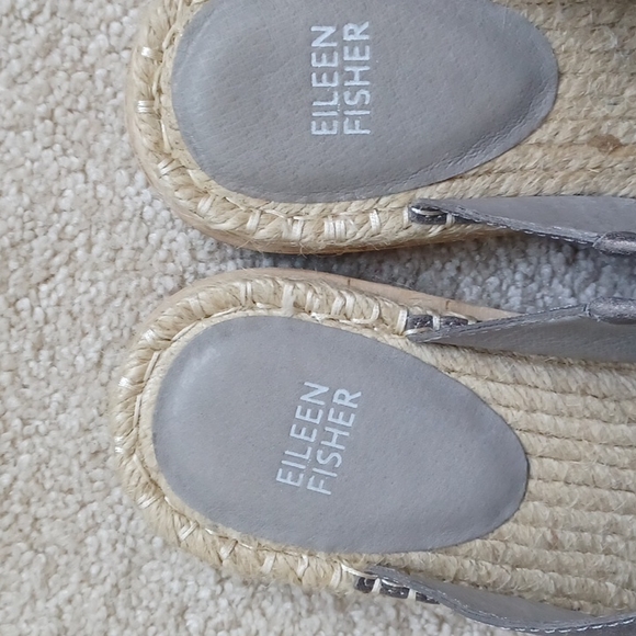 Eileen Fisher Milly Espadrille Flat Pewter Sandals Metallic - Picture 5 of 7